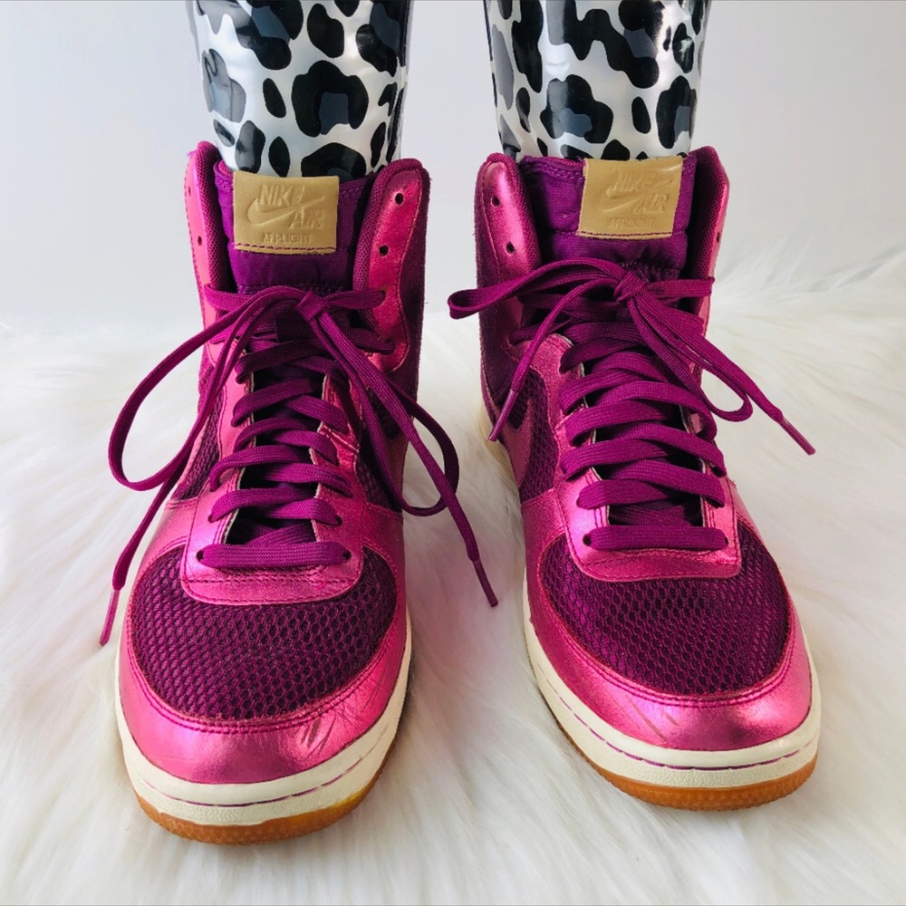 Nike Air AF1-Light Magenta Pink High Top Sneakers